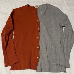DONNI. Two-Tone Waffle Cardigan Size S